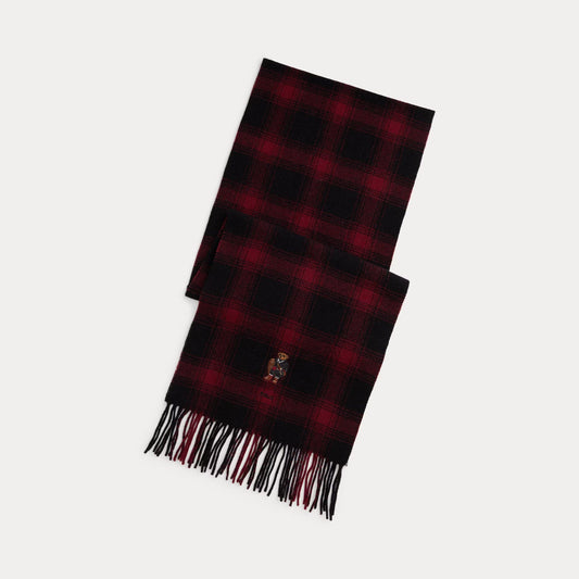 RL Polo Bear Plaid Wool Scarf